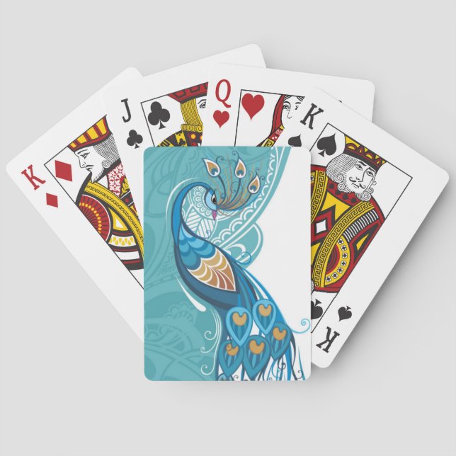 Jeu De Cartes Paon sur l'illustration turquoise (dos)