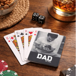 Jeu De Cartes Papa Est Photo Noir & Blanc Année Fête des Pères