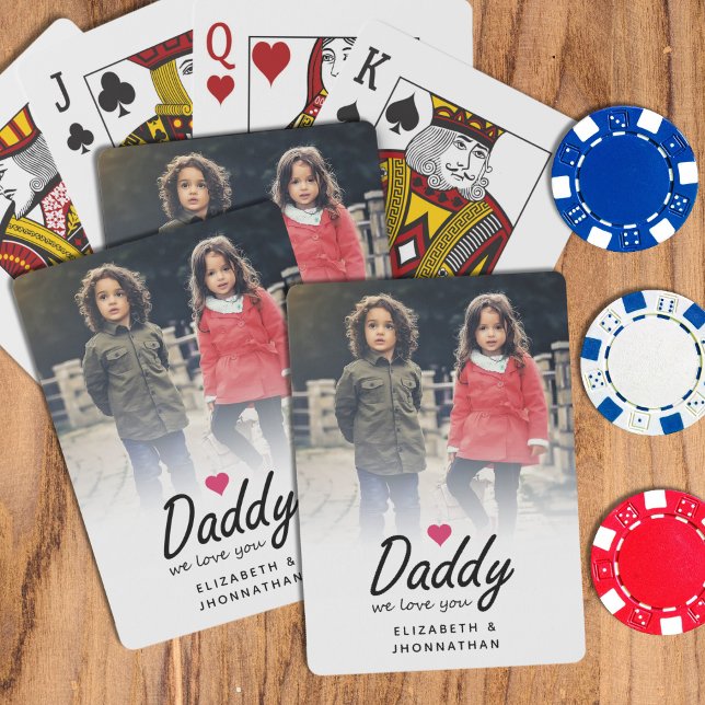 Jeu De Cartes Papa nous t'aimons Script Simple Photo de père  (Créateur téléchargé)