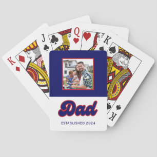 Jeu De Cartes Papa photo personnalisée et année, rétro rouge et 