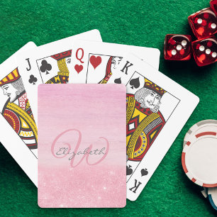 Jeu De Cartes Papier à lettres rose girly avec monogramme et eff
