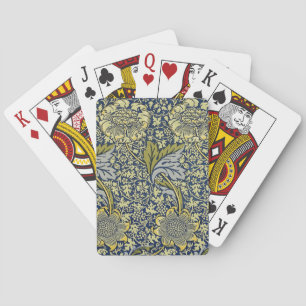 Jeu De Cartes Papier Peint Floral William Morris Kennet Bleu Or