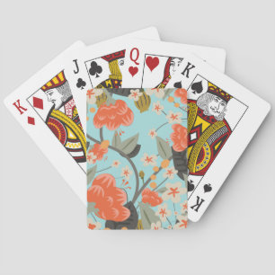 Jeu De Cartes Papier peint vintage rose et fleurs
