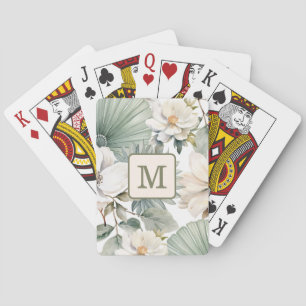 Jeu De Cartes Papier personnalisé à motif floral monogrammé