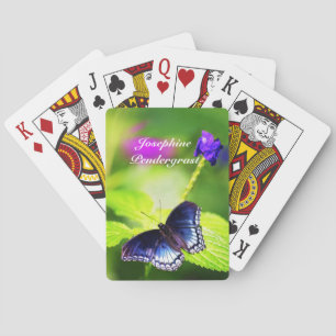 Jeu De Cartes Papillon bleu dans un cadre floral Personnaliser l