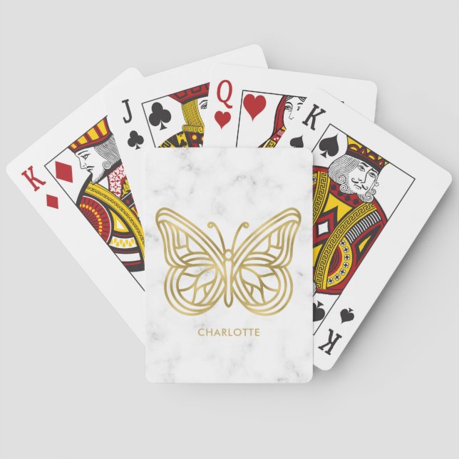 Jeu De Cartes Papillon d'or imprimé géométrique Personnalisé (dos)
