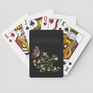 Jeu De Cartes Papillon doré et rose étincelant personnalisé