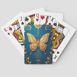 Jeu De Cartes Papillon doré orné avec motif floral