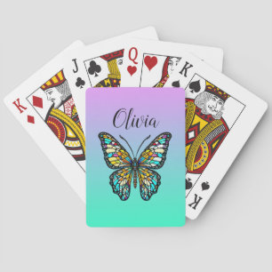 Jeu De Cartes Papillon en verre coloré personnalisé