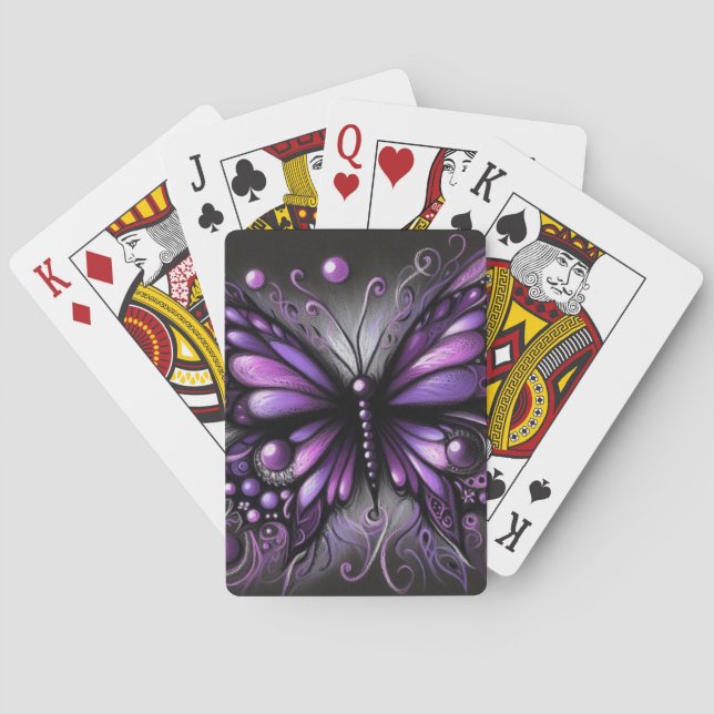 Jeu De Cartes Papillon gothique blanc violet noir couleur (dos)
