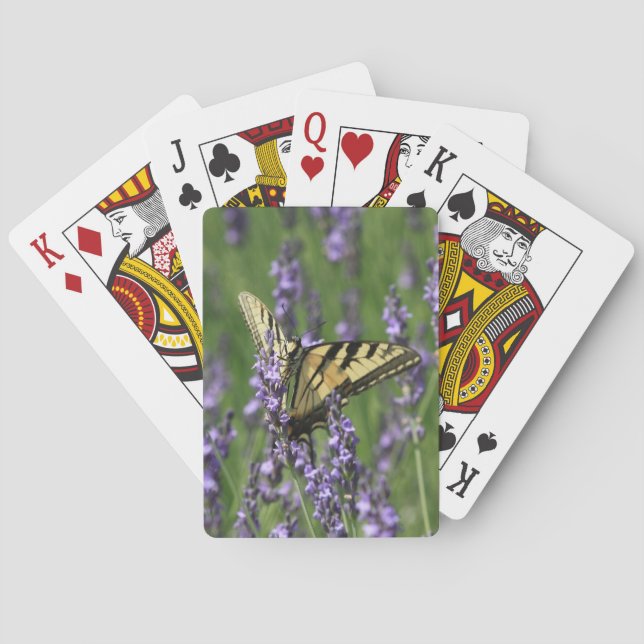 Jeu De Cartes Papillon jaune sur Lavender Lecture Cartes (dos)
