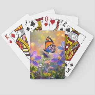 Jeu De Cartes Papillon minuscule sur les Fleurs sauvages au leve