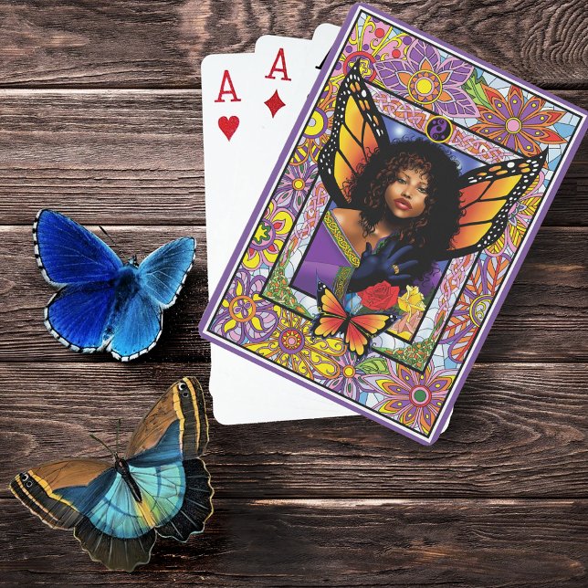 Jeu De Cartes Papillon monarque Fée Purple Floral (Créateur téléchargé)
