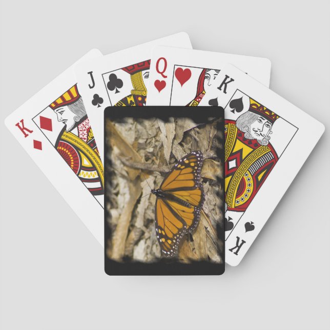 Jeu De Cartes Papillon Monarque sur le bord noir du sol (dos)