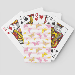 Jeu De Cartes Papillon rose et or