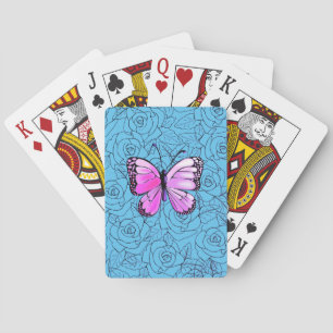 Jeu De Cartes Papillon rose et Roses Jouer aux cartes