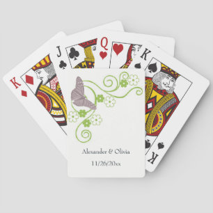 Jeu De Cartes Papillon rose Mariage Floral Jouer des cartes