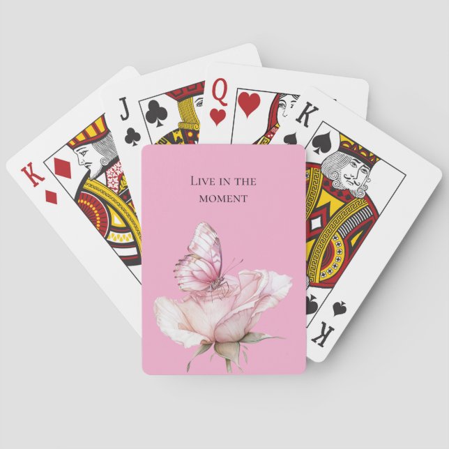 Jeu De Cartes Papillon Rose Pâle   (dos)