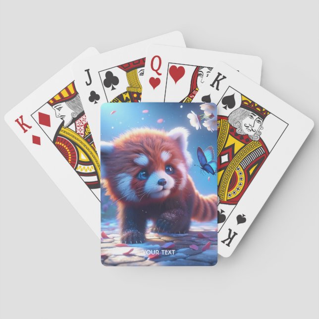 Jeu De Cartes Papillon rouge Panda Imaginaire mignon (dos)