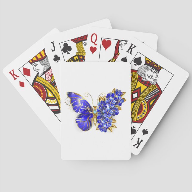 Jeu De Cartes Papillon saphir à fleurs (dos)
