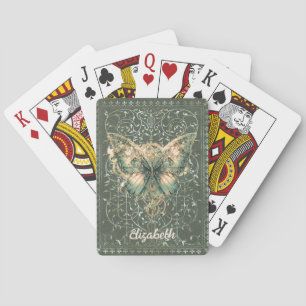 Jeu De Cartes Papillon Steampunk Vert Élégant Personnalisé