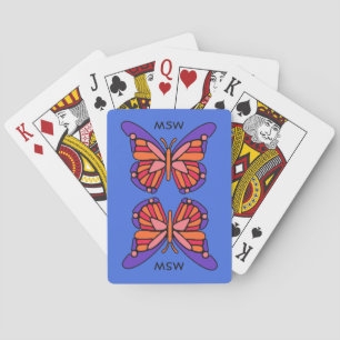 Jeu De Cartes Papillon stylisé monogramme personnalisé lecture d
