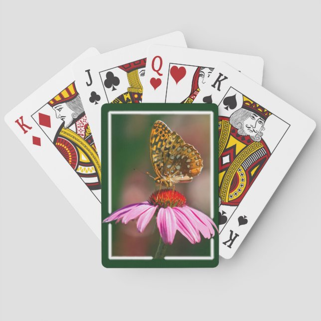 Jeu De Cartes Papillon sur confleur pourpre (dos)