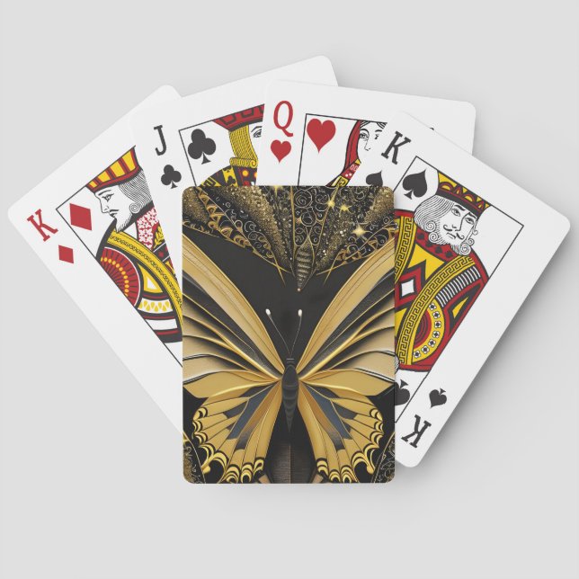 Jeu De Cartes Papillon sur fond noir (dos)