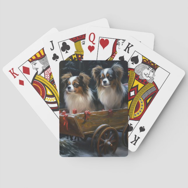 Jeu De Cartes Papillon Traîneau enneigé Décor de Noël (dos)