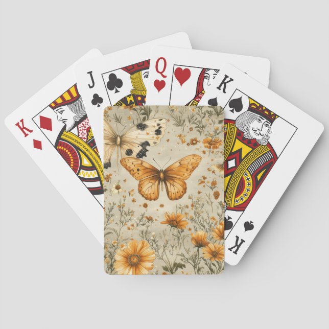 Jeu De Cartes Papillon Vintage Fleur Sauvage (9) (dos)