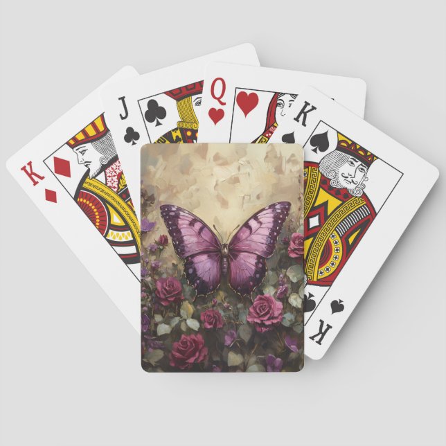 Jeu De Cartes Papillon violet Rose Bush peinture (dos)