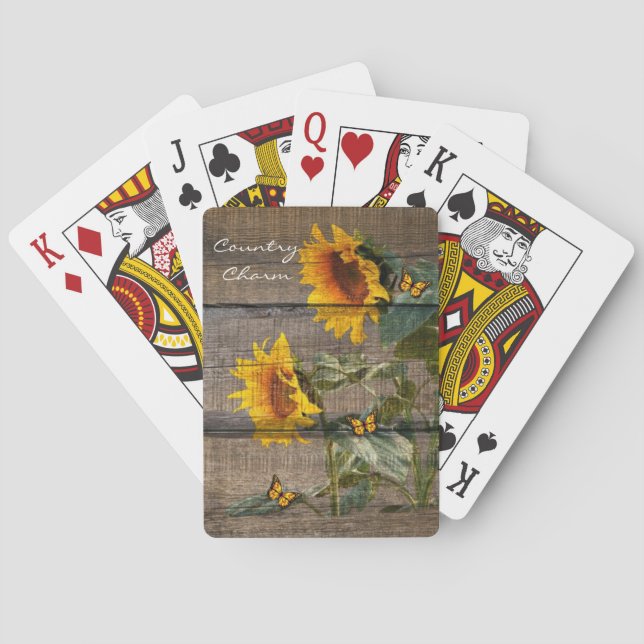 Jeu De Cartes Papillons de tournesol rustique Barre (dos)