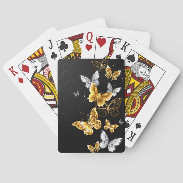 Jeu De Cartes Papillons d'or et de blanc (dos)