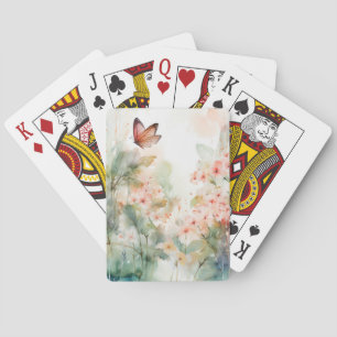 Jeu De Cartes Papillons et fleurs aquarelles
