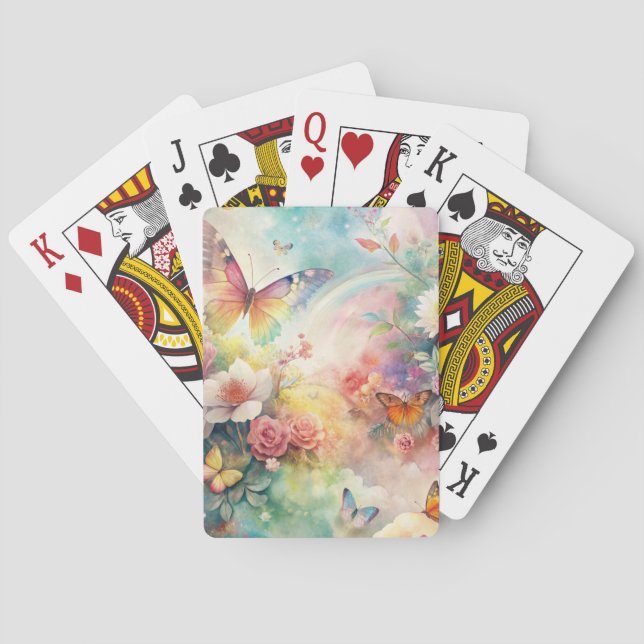 Jeu De Cartes Papillons et fleurs fantaisistes (dos)