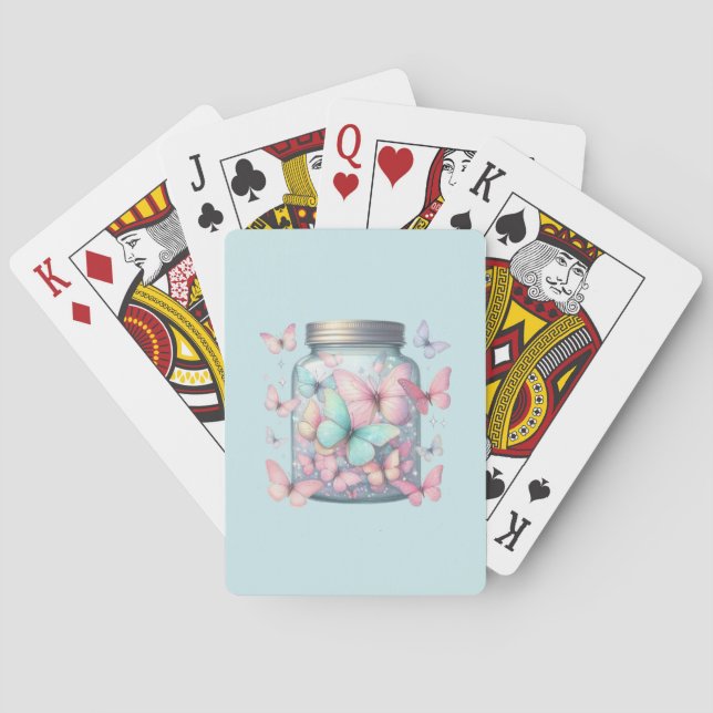 Jeu De Cartes Papillons Fantaisistes dans un Pot (dos)