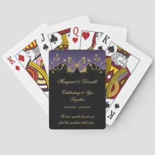 Jeu De Cartes Papillons noirs or et violet 50 ans de mariage