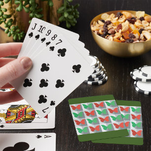 Jeu De Cartes Papillons rouges et verts