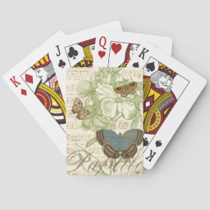 Jeu De Cartes Papillons sur Partition avec Design Floral