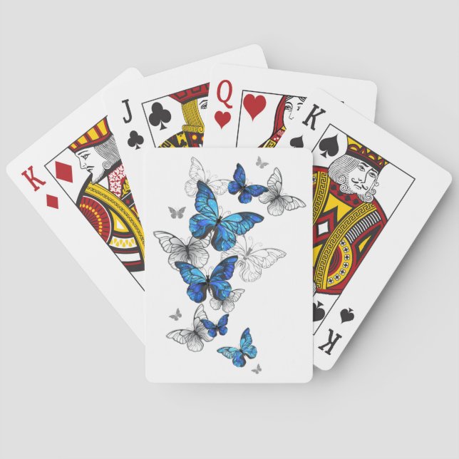 Jeu De Cartes Papillons volants bleus Morpho (dos)