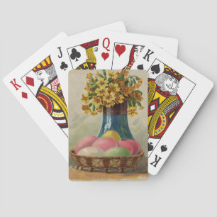 Jeu De Cartes Pâques Panier Œufs Fleurs Antique