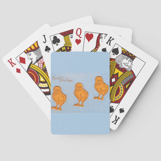 Jeu De Cartes Pâques Salutations poussins en Bleu (dos)