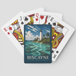 Jeu De Cartes Parc national de Biscayne Floride gravure sur bois