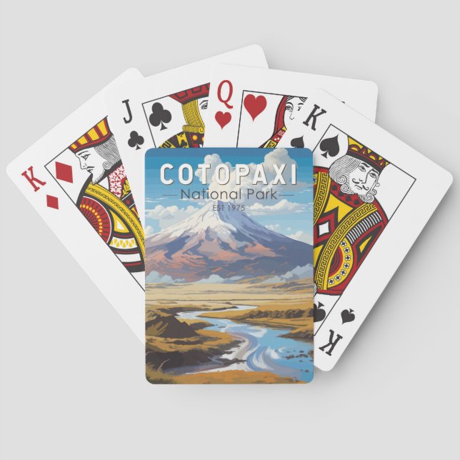 Jeu De Cartes Parc national de Cotopaxi Equateur Travel Art Vint (dos)