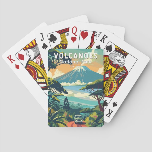 Jeu De Cartes Parc national des Volcans Rwanda Travel Art Vintag (dos)