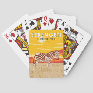 Jeu De Cartes Parc national du Serengeti Zebra Travel Art Vintag