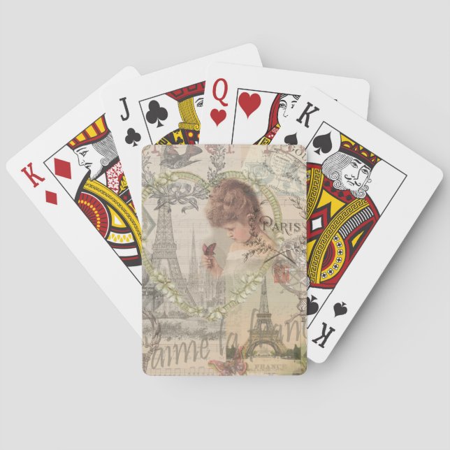 Jeu De Cartes Paris France Jolie fille Eiffel (dos)