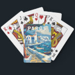Jeu De Cartes Paros Grèce Travel Art Vintage<br><div class="desc">Conception de déplacement vectoriel rétro Paros. Paros est une île grecque de la mer Egée, connue pour ses plages et ses villages traditionnels.</div>