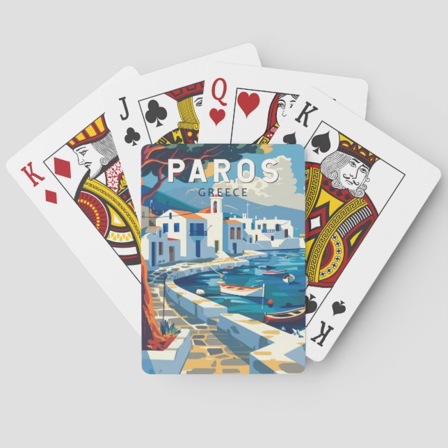 Jeu De Cartes Paros Grèce Travel Art Vintage (dos)