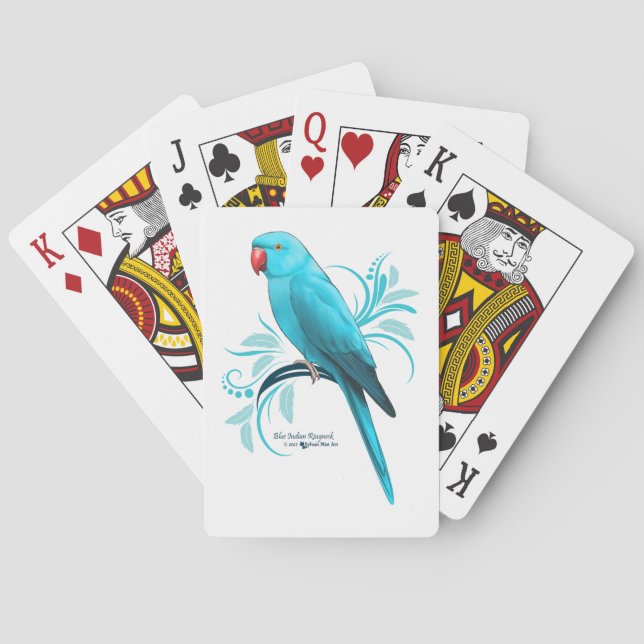Jeu De Cartes Parrot bleu indien Ringneck (dos)